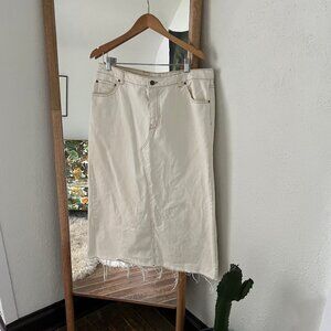 White Denim Skirt, Size 14 - Worn Twice